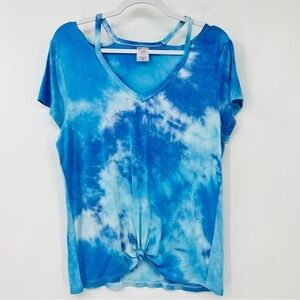No Boundaries Tie Dye T-Shirt Off the Shoulder with Tank Strings Size XL